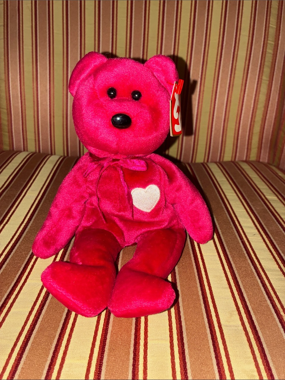 Ty Beanie Baby “Valentina” Red Plush Bear with Heart - Collectible 1999